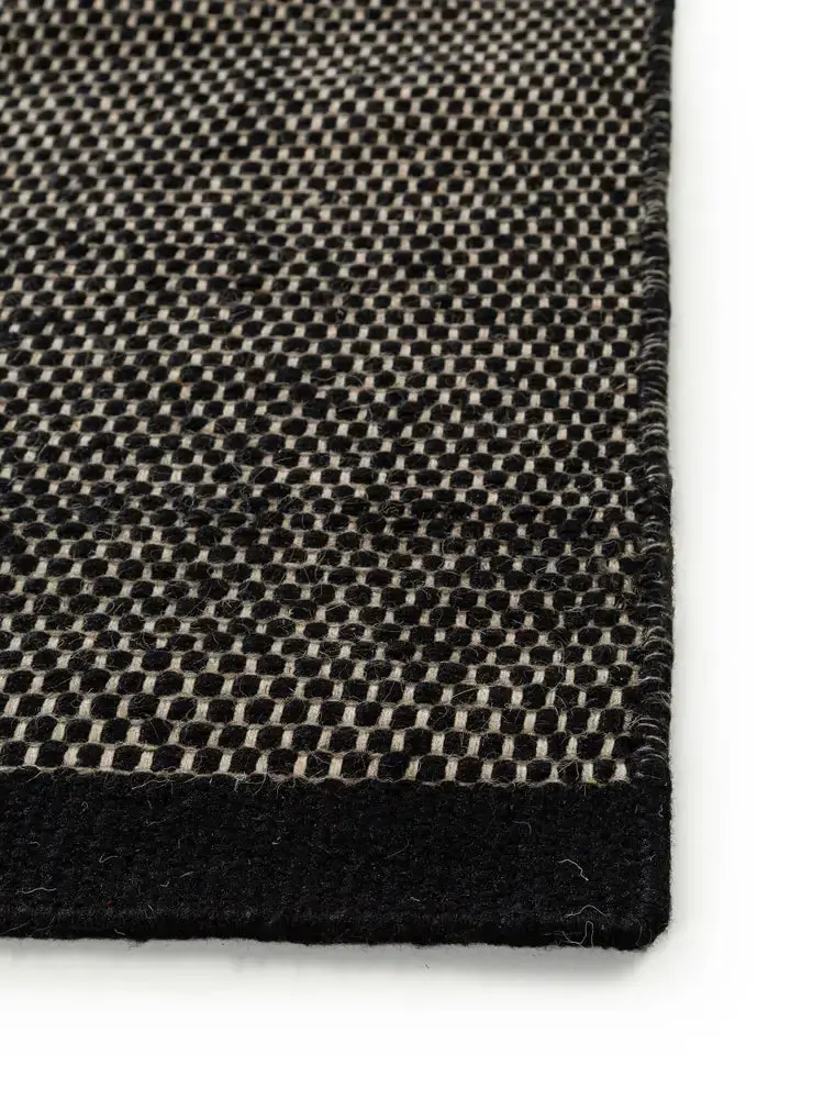 Tapis en Laine fait main ROCCO Noir et Blanc