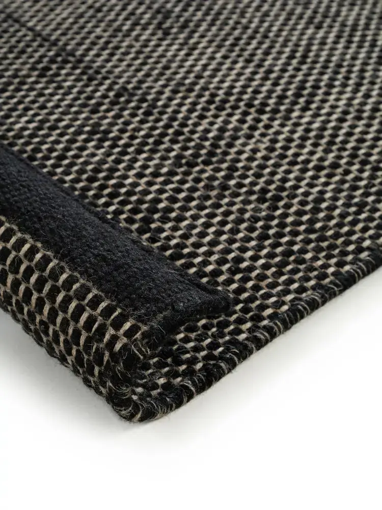 Tapis en Laine fait main ROCCO Noir et Blanc
