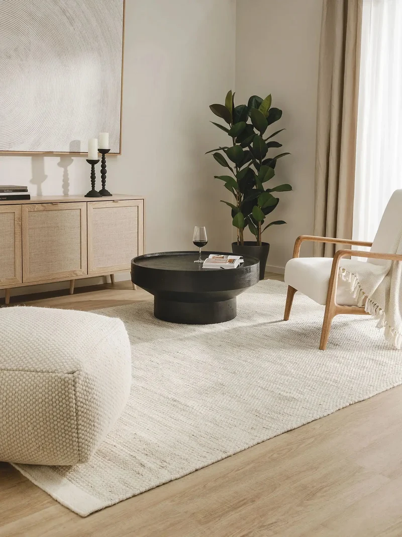 Tapis en Laine fait main ROCCO Crème