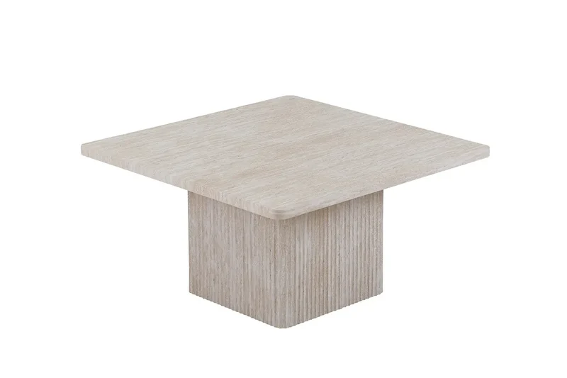 Lot de 2 Tables basses Effet Travertin Beige NOLYA - 52x60 cm et 80x80 cm