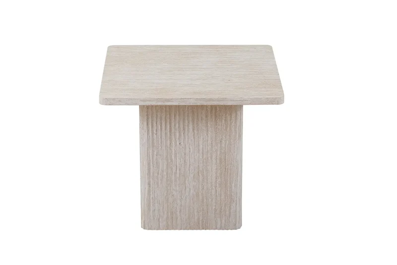 Lot de 2 Tables basses Effet Travertin Beige NOLYA - 52x60 cm et 80x80 cm