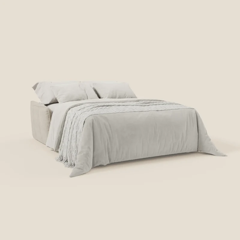 Elios Canapé convertible avec coussins de dossier souples en tissu détachable T24 blanc