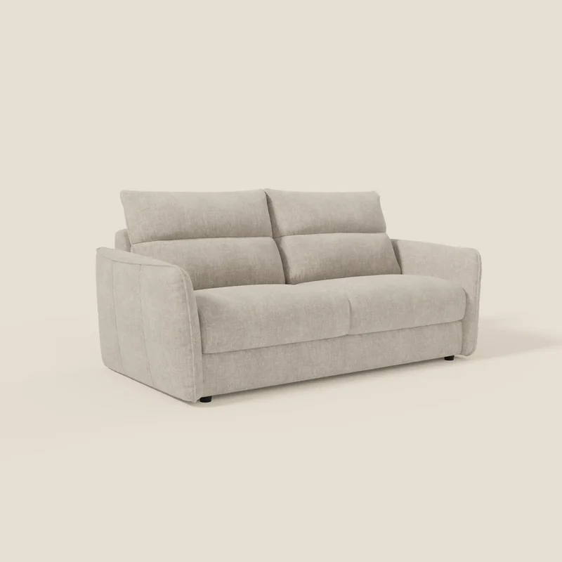 Elios Canapé convertible avec coussins de dossier souples en tissu détachable T24 blanc