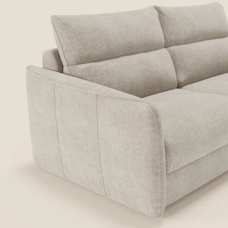 Elios Canapé convertible avec coussins de dossier souples en tissu détachable T24 blanc