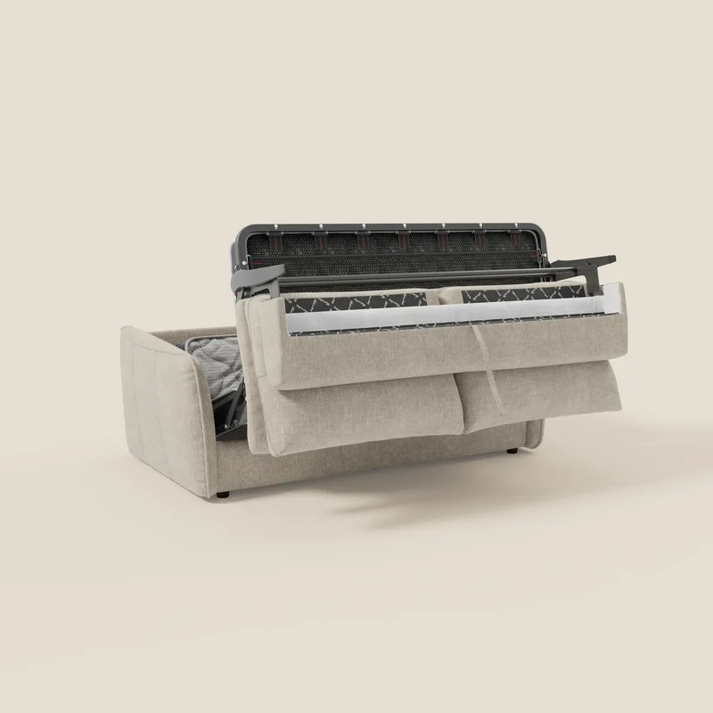 Elios Canapé convertible avec coussins de dossier souples en tissu détachable T24 blanc