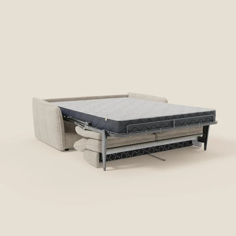 Elios Canapé convertible avec coussins de dossier souples en tissu détachable T24 blanc