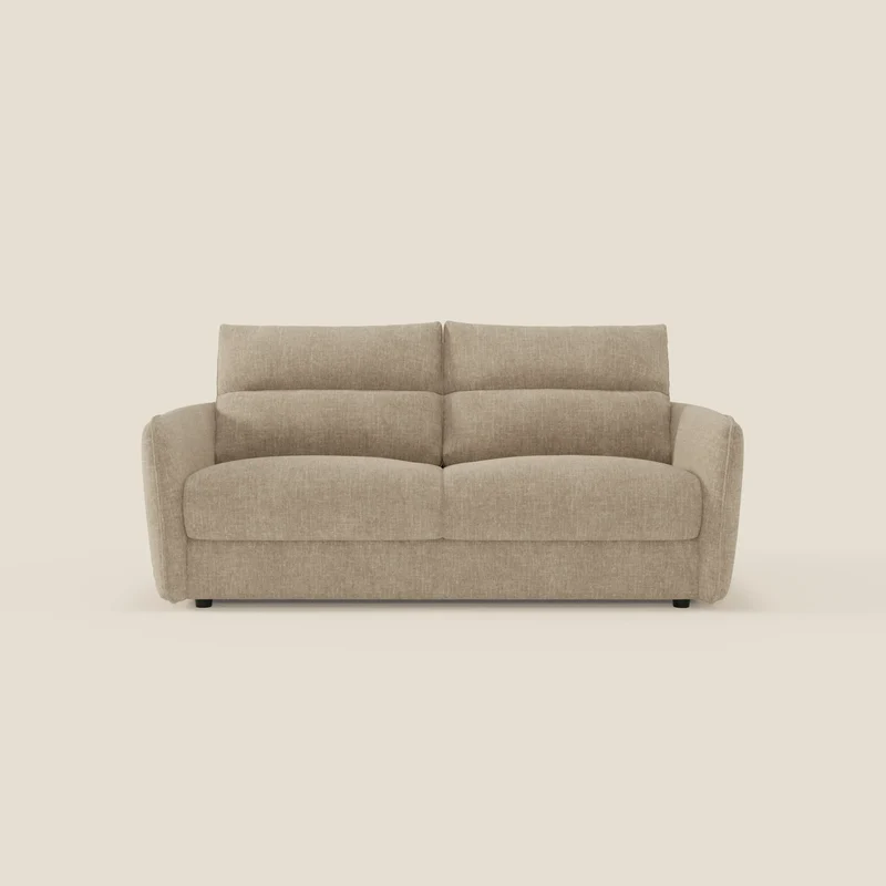 Elios Canapé convertible avec coussins de dossier souples en tissu détachable T24 beige