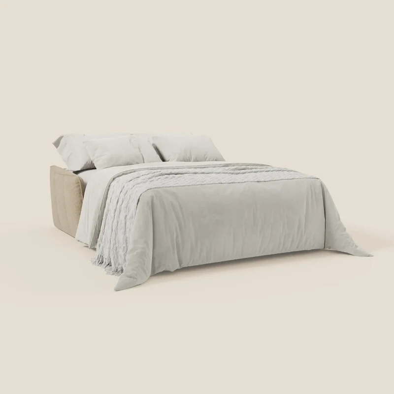 Elios Canapé convertible avec coussins de dossier souples en tissu détachable T24 beige