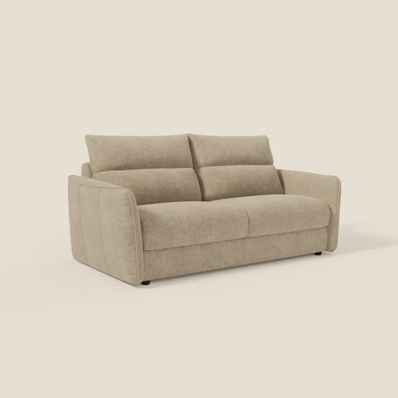 Elios Canapé convertible avec coussins de dossier souples en tissu détachable T24 beige