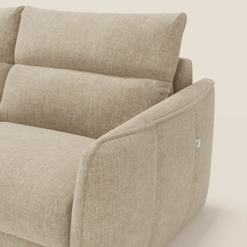 Elios Canapé convertible avec coussins de dossier souples en tissu détachable T24 beige
