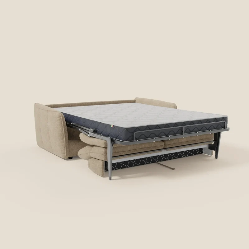 Elios Canapé convertible avec coussins de dossier souples en tissu détachable T24 beige