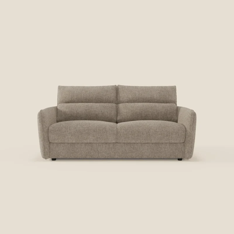 Elios Canapé convertible avec coussins de dossier souples en tissu détachable T24 brun taupe