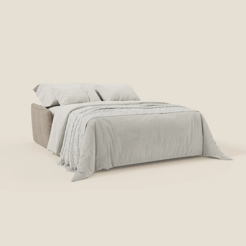Elios Canapé convertible avec coussins de dossier souples en tissu détachable T24 brun taupe