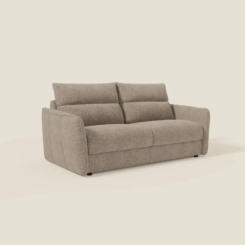 Elios Canapé convertible avec coussins de dossier souples en tissu détachable T24 brun taupe