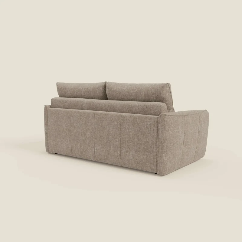 Elios Canapé convertible avec coussins de dossier souples en tissu détachable T24 brun taupe