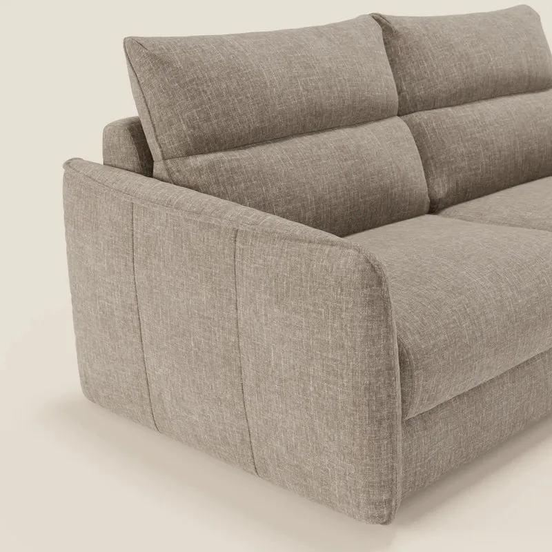 Elios Canapé convertible avec coussins de dossier souples en tissu détachable T24 brun taupe