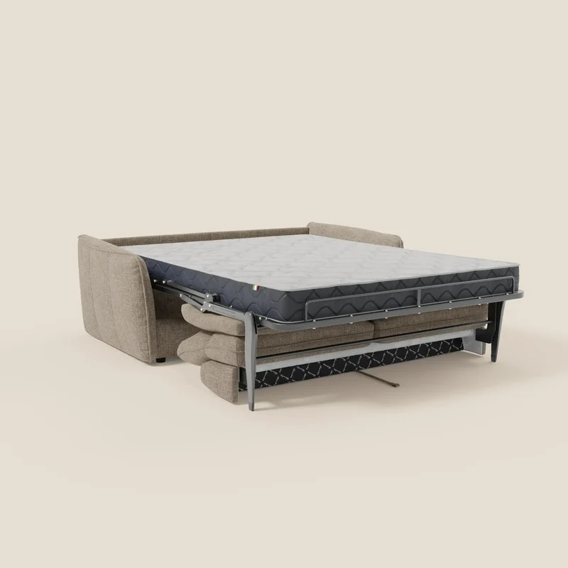 Elios Canapé convertible avec coussins de dossier souples en tissu détachable T24 brun taupe