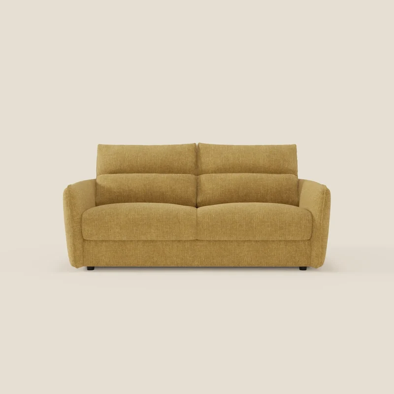 Elios Canapé convertible avec coussins de dossier souples en tissu détachable T24 jaune