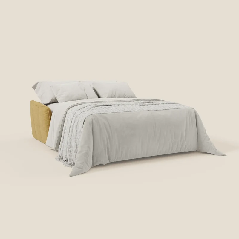 Elios Canapé convertible avec coussins de dossier souples en tissu détachable T24 jaune