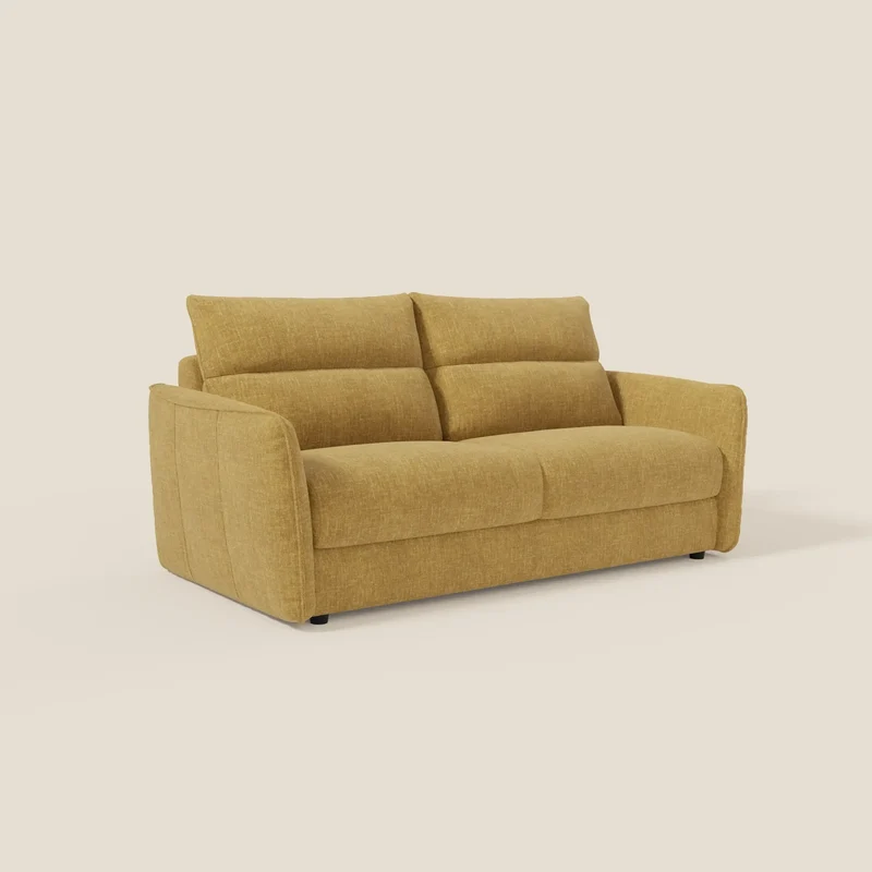 Elios Canapé convertible avec coussins de dossier souples en tissu détachable T24 jaune