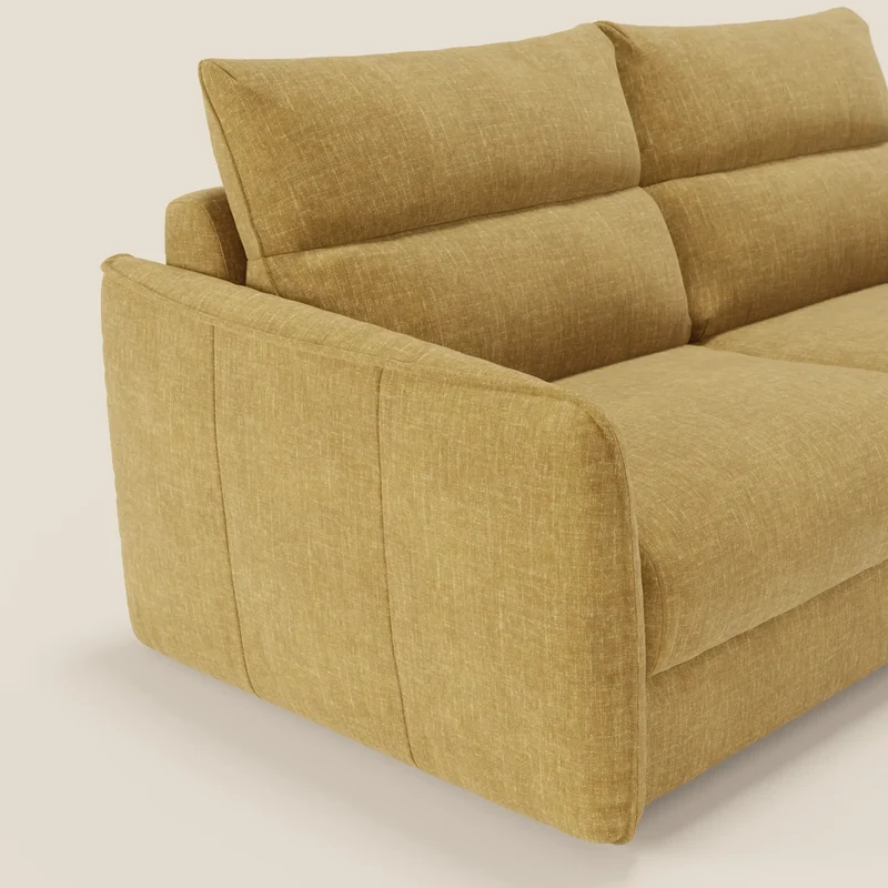 Elios Canapé convertible avec coussins de dossier souples en tissu détachable T24 jaune