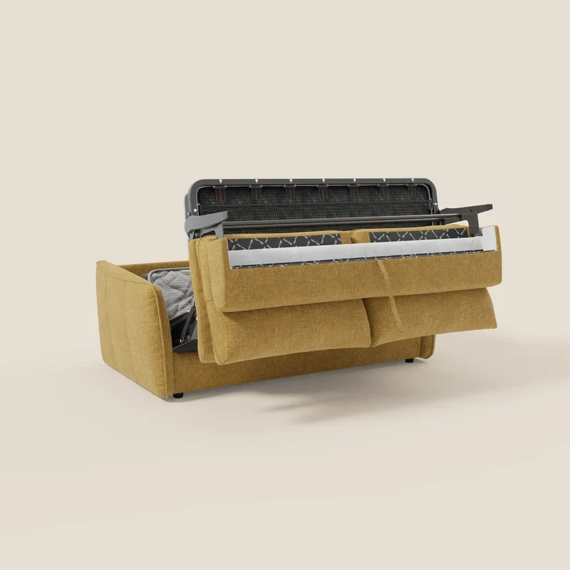Elios Canapé convertible avec coussins de dossier souples en tissu détachable T24 jaune
