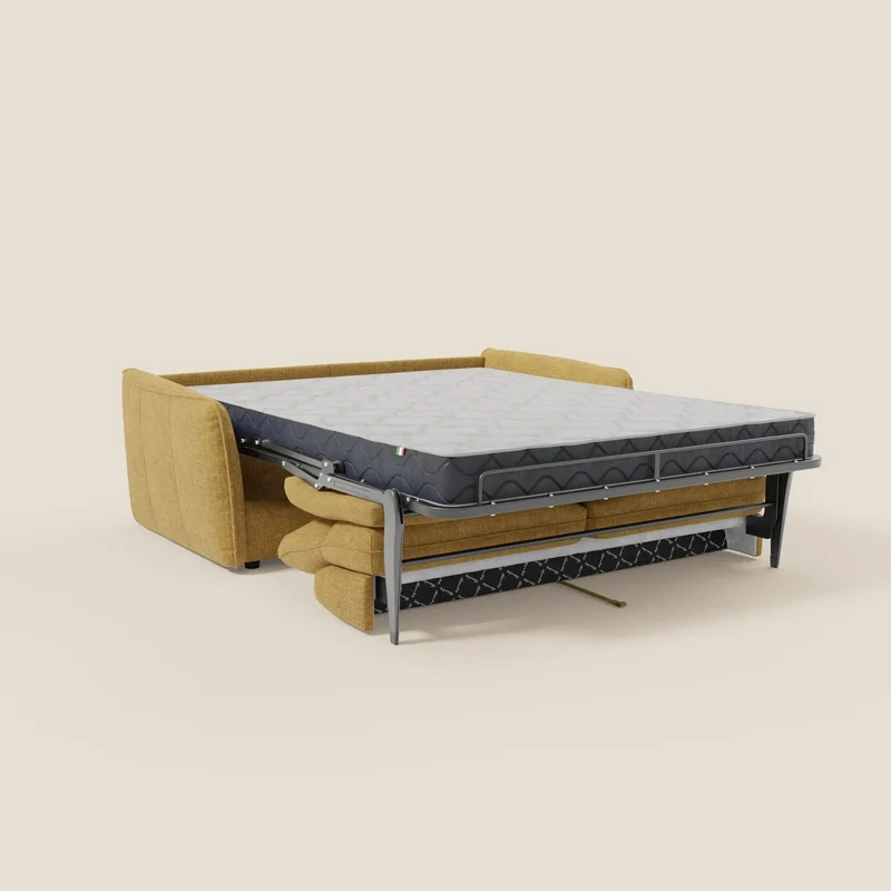 Elios Canapé convertible avec coussins de dossier souples en tissu détachable T24 jaune