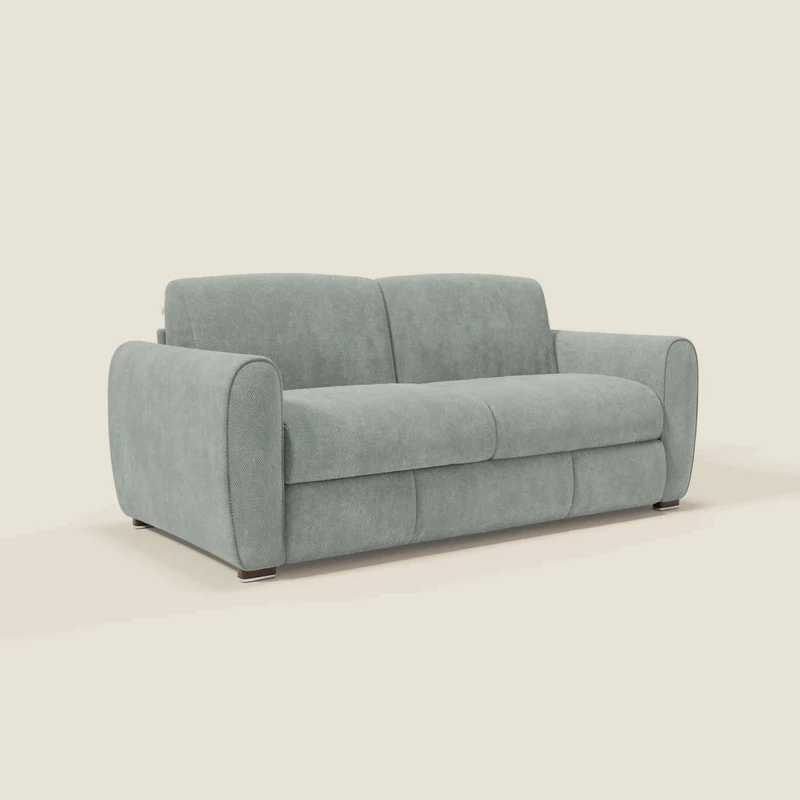 Kaleo Canapé convertible moderne avec matelas H17 cm - en tissu imperméable T26 vert aquamarine