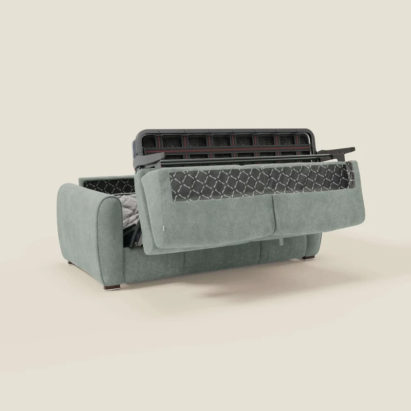 Kaleo Canapé convertible moderne avec matelas H17 cm - en tissu imperméable T26 vert aquamarine