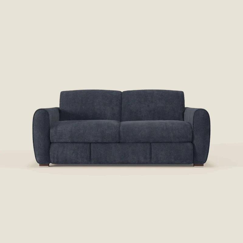 Kaleo Canapé convertible moderne avec matelas H17 cm - en tissu imperméable T26 bleu navy