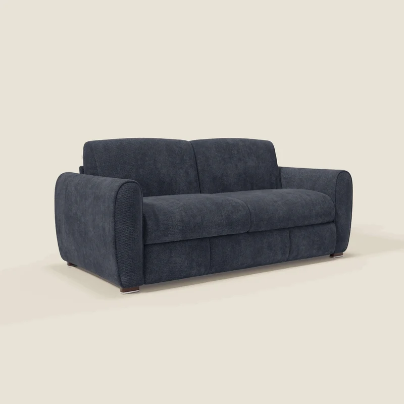 Kaleo Canapé convertible moderne avec matelas H17 cm - en tissu imperméable T26 bleu navy