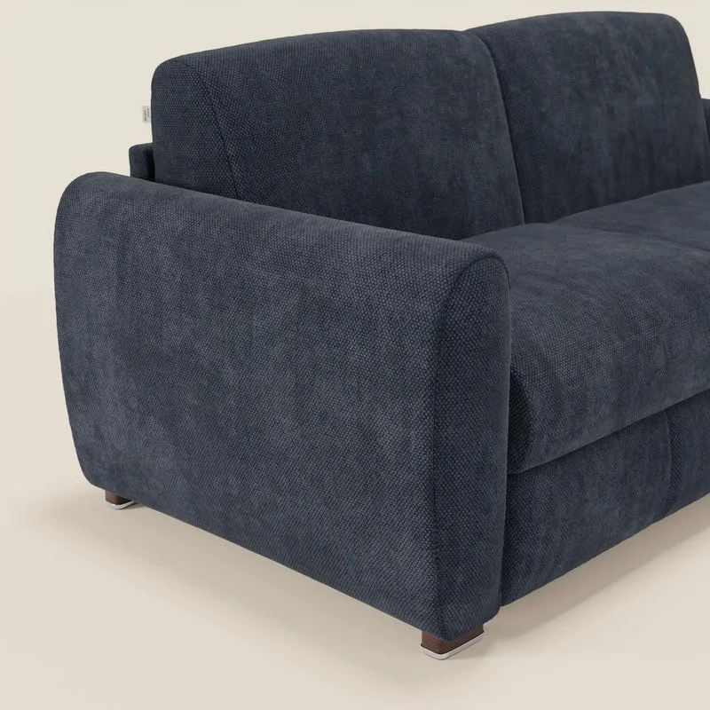 Kaleo Canapé convertible moderne avec matelas H17 cm - en tissu imperméable T26 bleu navy