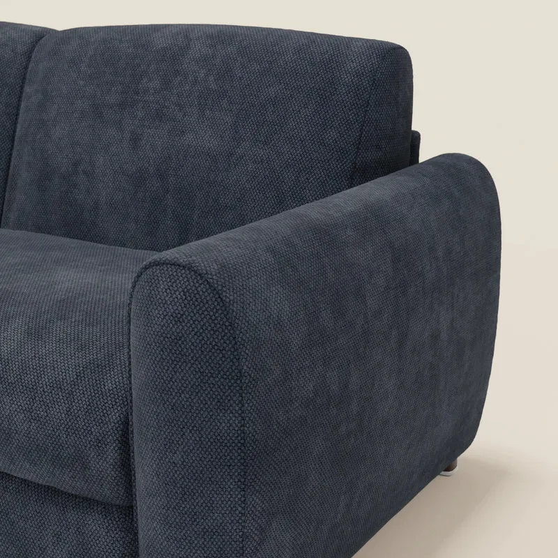 Kaleo Canapé convertible moderne avec matelas H17 cm - en tissu imperméable T26 bleu navy