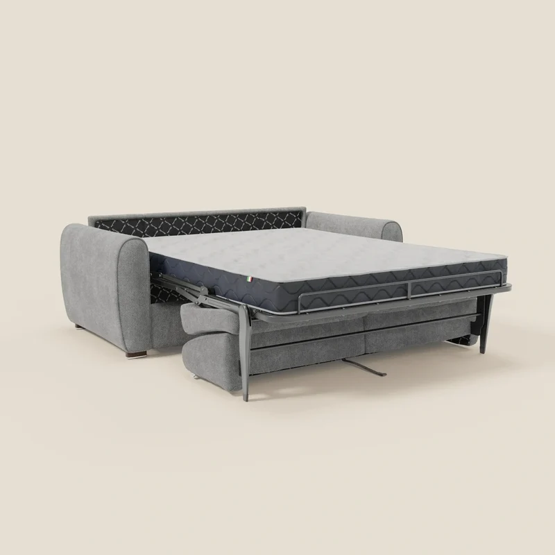 Kaleo Canapé convertible moderne avec matelas H17 cm - en tissu imperméable T26 gris