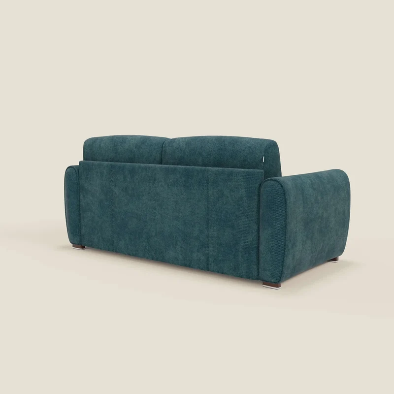 Kaleo Canapé convertible moderne avec matelas H17 cm - en tissu imperméable T26 bleu canard