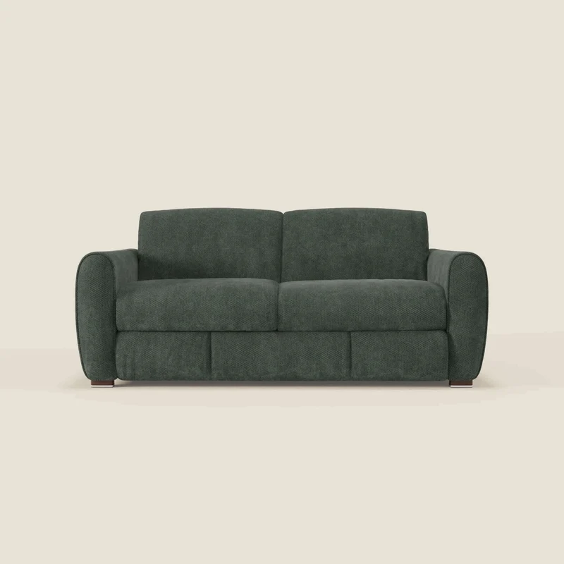 Kaleo Canapé convertible moderne avec matelas H17 cm - en tissu imperméable T26 vert olive
