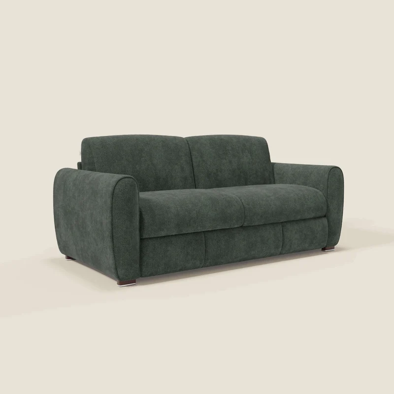 Kaleo Canapé convertible moderne avec matelas H17 cm - en tissu imperméable T26 vert olive