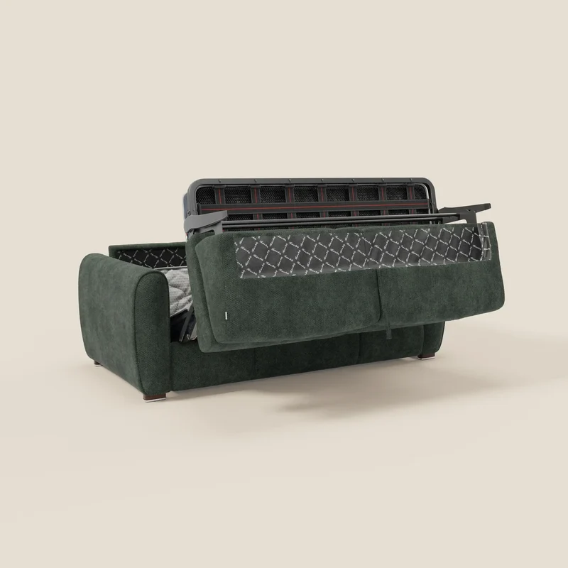 Kaleo Canapé convertible moderne avec matelas H17 cm - en tissu imperméable T26 vert olive