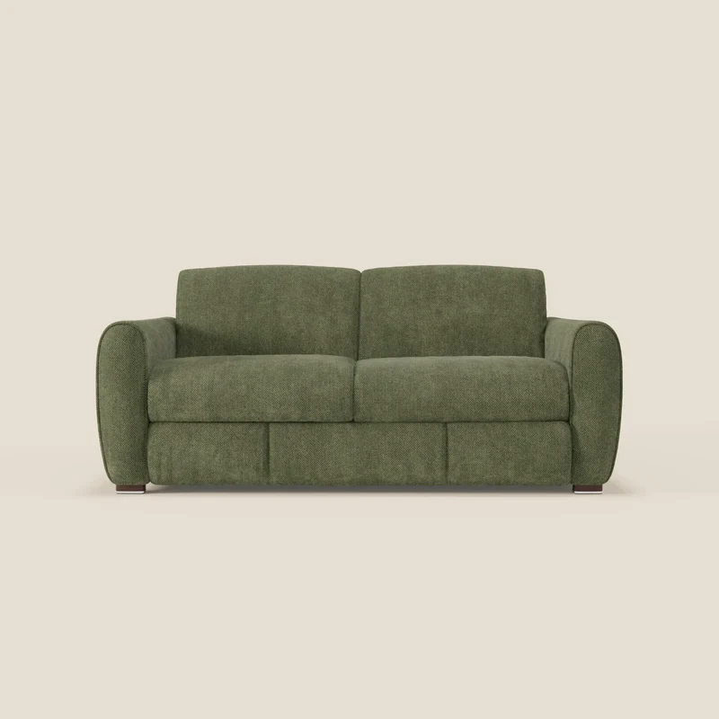 Kaleo Canapé convertible moderne avec matelas H17 cm - en tissu imperméable T26 vert mousse