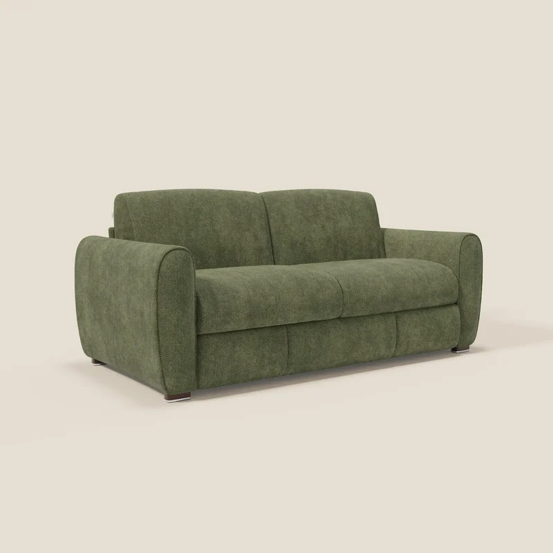 Kaleo Canapé convertible moderne avec matelas H17 cm - en tissu imperméable T26 vert mousse