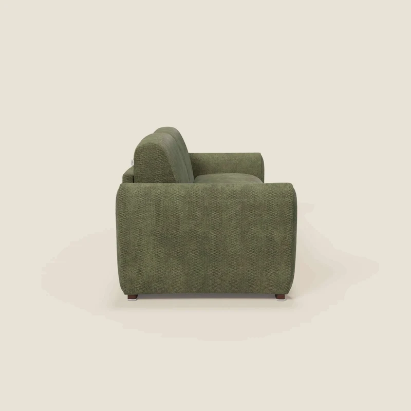 Kaleo Canapé convertible moderne avec matelas H17 cm - en tissu imperméable T26 vert mousse