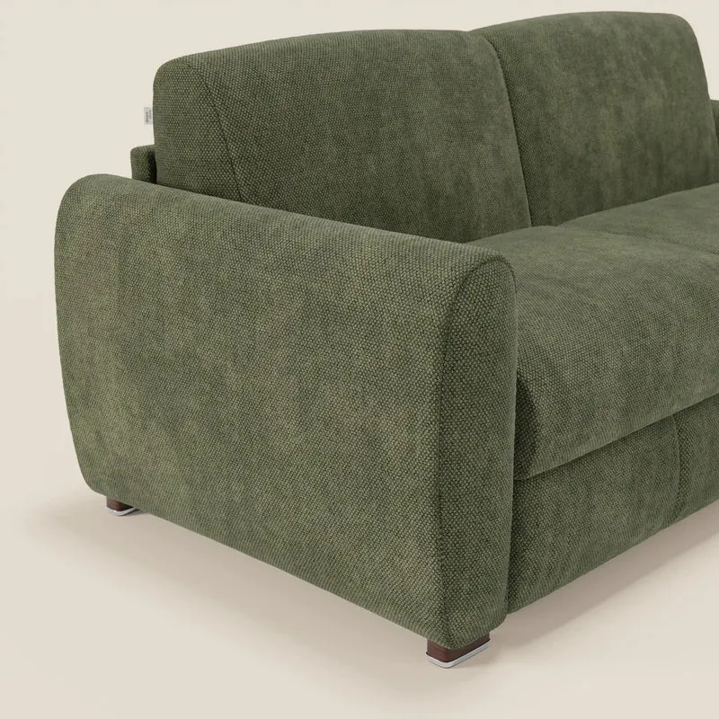 Kaleo Canapé convertible moderne avec matelas H17 cm - en tissu imperméable T26 vert mousse