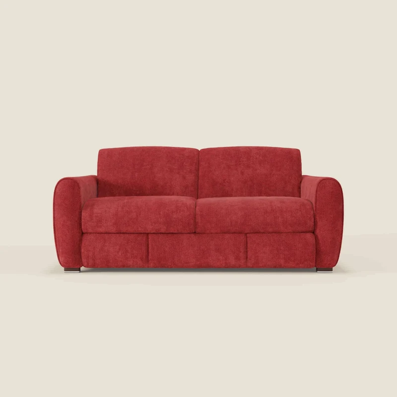 Kaleo Canapé convertible moderne avec matelas H17 cm - en tissu imperméable T26 rouge