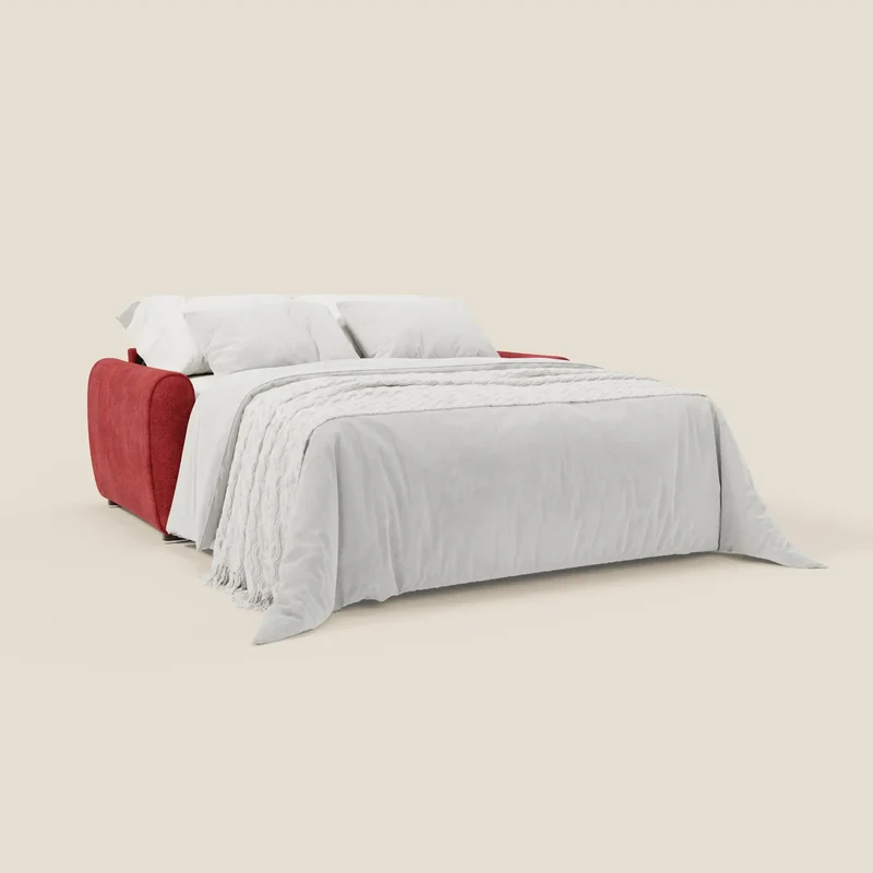 Kaleo Canapé convertible moderne avec matelas H17 cm - en tissu imperméable T26 rouge