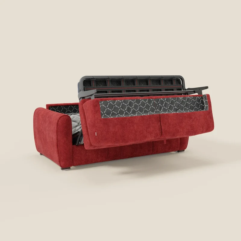 Kaleo Canapé convertible moderne avec matelas H17 cm - en tissu imperméable T26 rouge