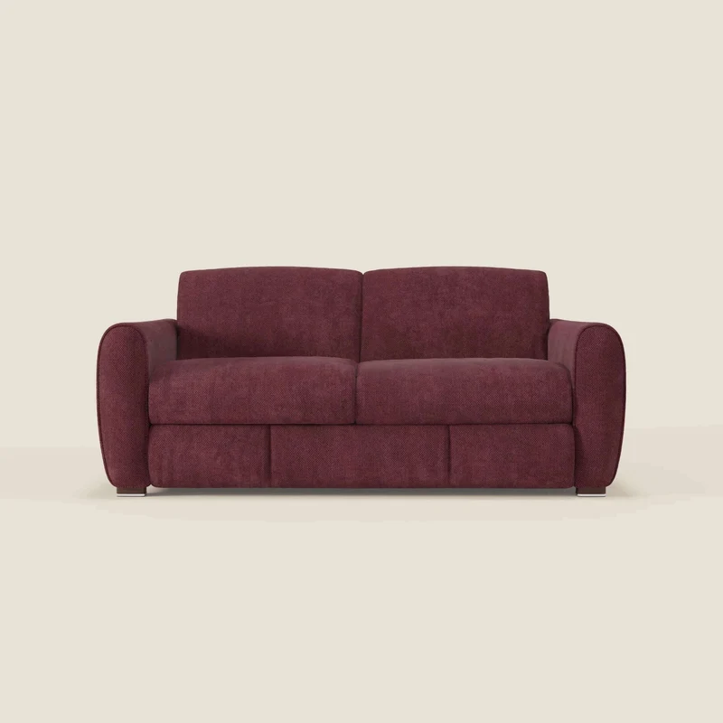 Kaleo Canapé convertible moderne avec matelas H17 cm - en tissu imperméable T26 bordeaux