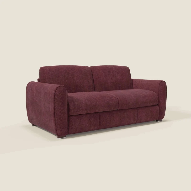 Kaleo Canapé convertible moderne avec matelas H17 cm - en tissu imperméable T26 bordeaux