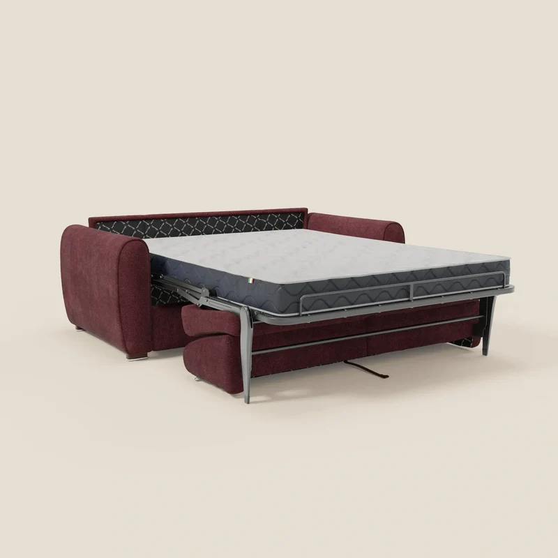 Kaleo Canapé convertible moderne avec matelas H17 cm - en tissu imperméable T26 bordeaux