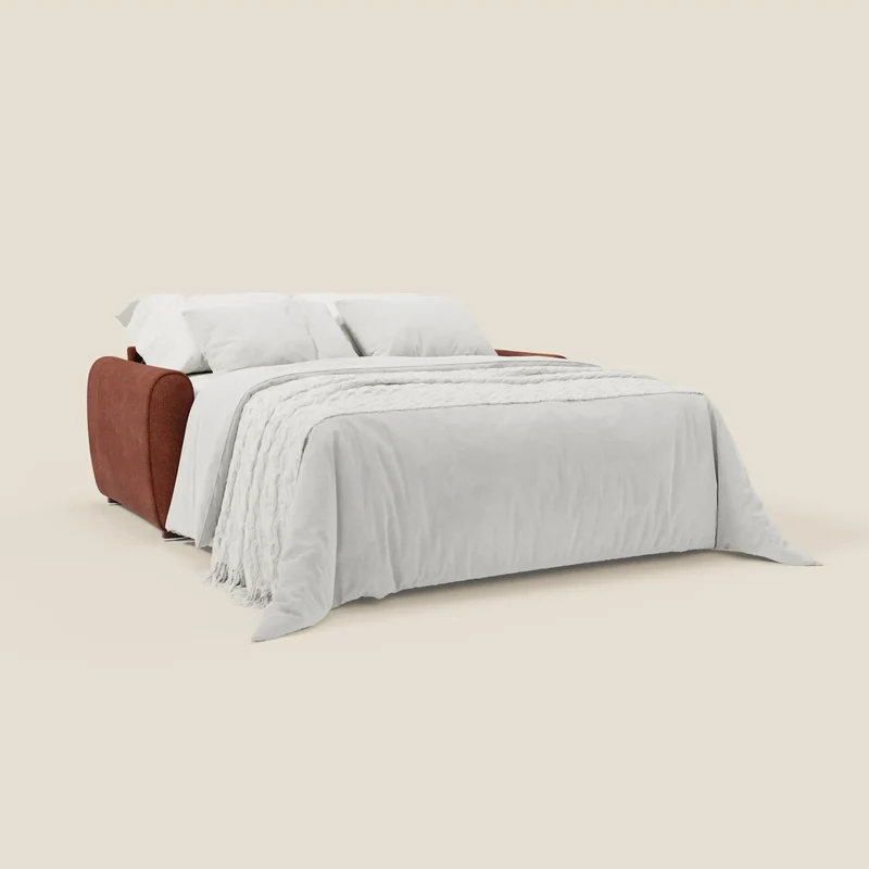 Kaleo Canapé convertible moderne avec matelas H17 cm - en tissu imperméable T26 orange rouille