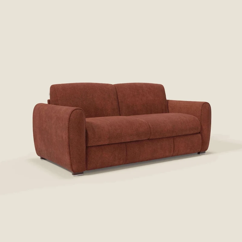 Kaleo Canapé convertible moderne avec matelas H17 cm - en tissu imperméable T26 orange rouille